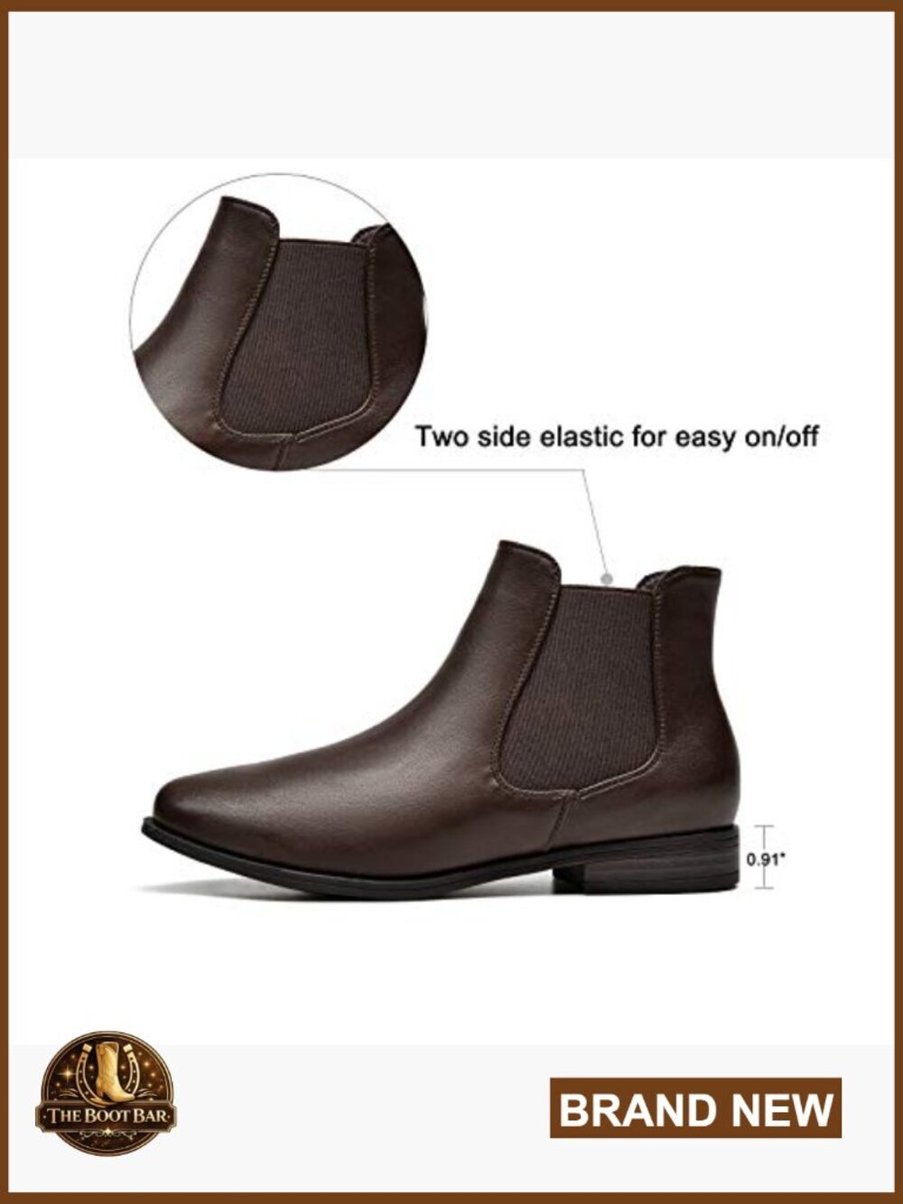 Women's Ankle Bootie, Side Elastic Chelsea Boot Low Heel Comfort - Picture 2 of 7